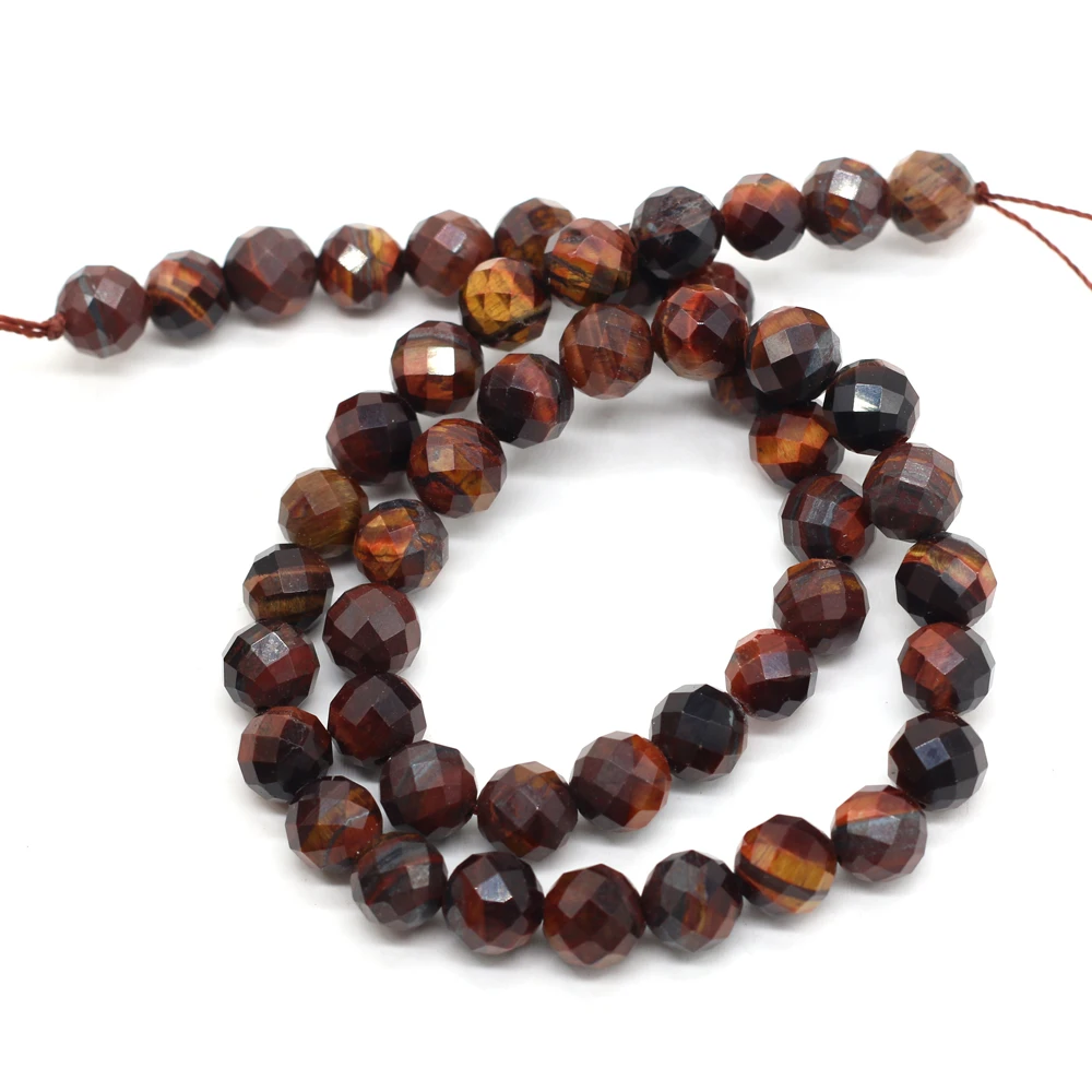 

Hot Sale Natural Semi-precious Stone Yellow Tiger Eye Round Facet Boutique Making DIY Fashion Charm Bracelet Necklace Jewelry