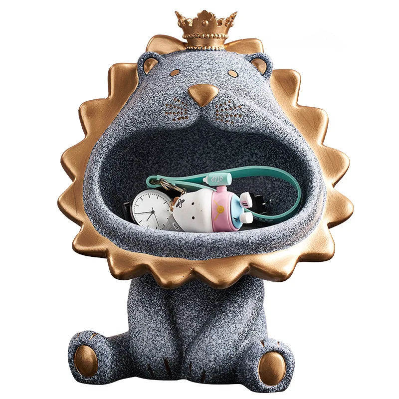 

A108 Luxurious Lion Resin Key Storage Furnishings Living Room Cabinet Child Porch Ornaments Decoration Statue Mascot Animal Gift