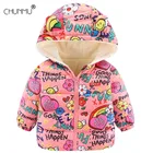 Осеннее детское пуховое хлопковое пальто для девочек, теплая детская верхняя одежда, детская куртка с капюшоном и заячьими ушками, детская зимняя верхняя одежда