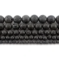 natural black volcanic lava round loose beads strand 468101214161820 mm for jewelry diy making necklace bracelet
