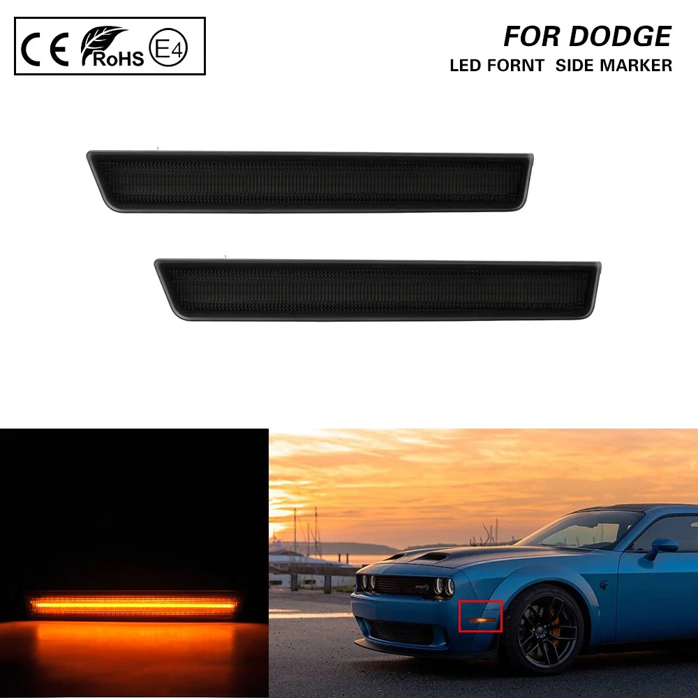 

Для Dodge Challenger 2015-2019 светодиодный передний боковой габаритный светильник лампа дымовая линза Янтарная версия US 2X