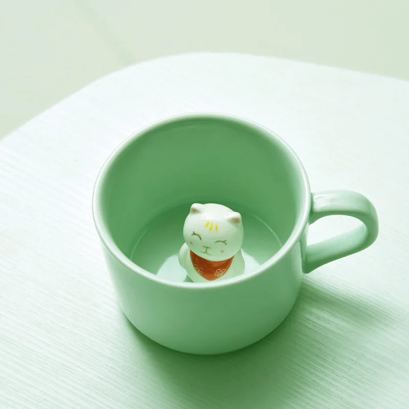 Креативная керамическая чашка кофейная кружка 3D для молока с животными милая
