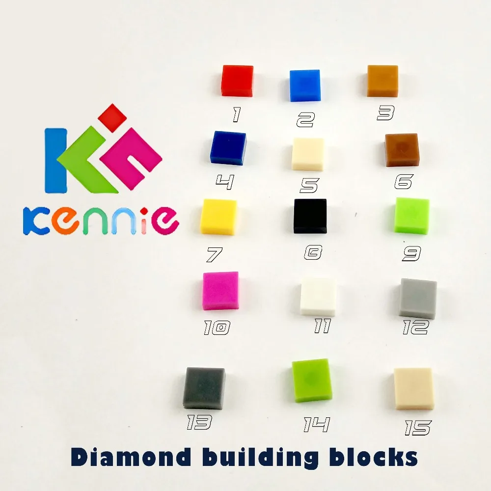 13200 шт./лот Kennie mini NO.3068 цветные детали плоская плитка 2X2 алмазные строительные