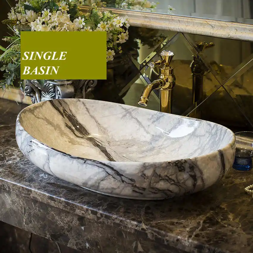 Керамическая раковина на сцене овальная Европейский Туалет умывальник