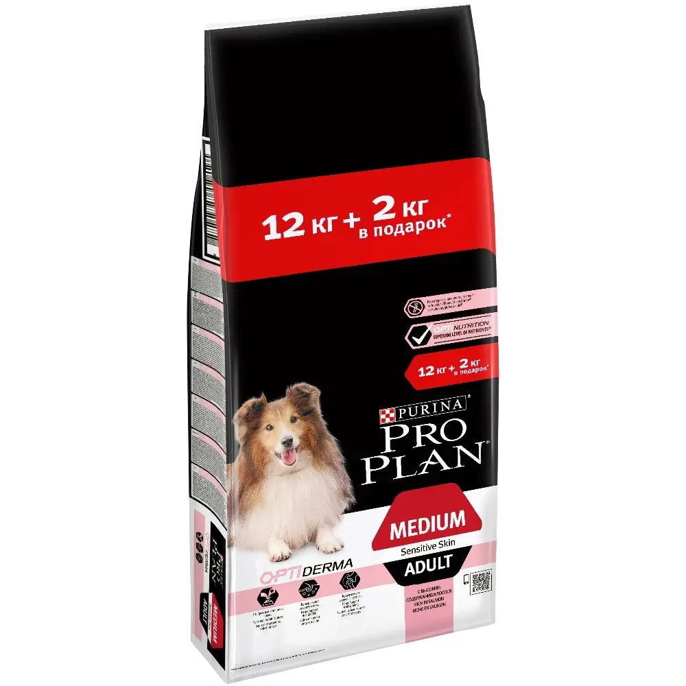 Сухой корм Pro Plan для взрослых собак средних пород с чувствительной кожей