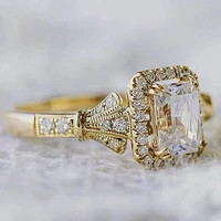 classic square cubic zircon ladies ring inlaid shiny rhinestone crystal for women female wedding valentines day jewelry