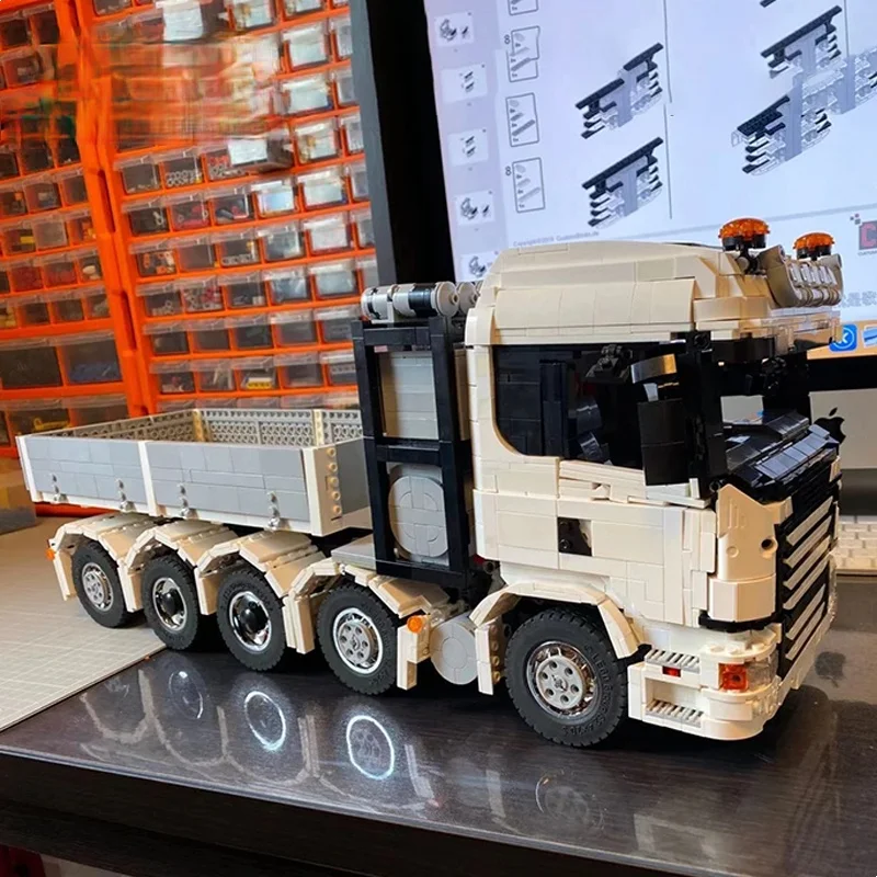 

NEW Custom RC Scania 10x4 6 SLT Truck MOC - Custom Scania Ballast Platform Cars Model Building Blocks Bricks Kit Kids Toys Gifts
