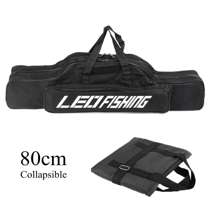 

80cm Double Layer Large Capacity Collapsible Fishing Rod Bags Oxford Cloth Sea Fishing Tackle Foldable Package backpack