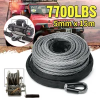 hot sale 15m 7700lbs winch rope atv utv high strength synthetic winch line cable rope tow cord with sheath off road accessories