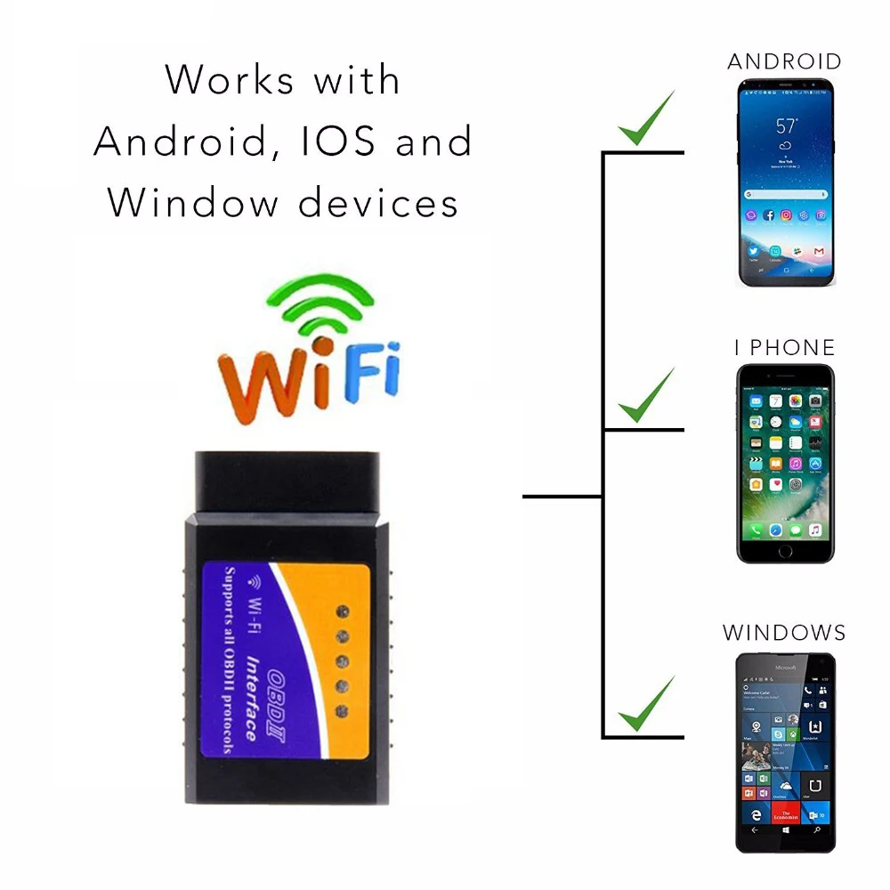 Универсальный сканер Elm327 V1.5 WiFi Bluetooth OBD2 Pic18f25k80 OBDII OBD адаптер автомобильный