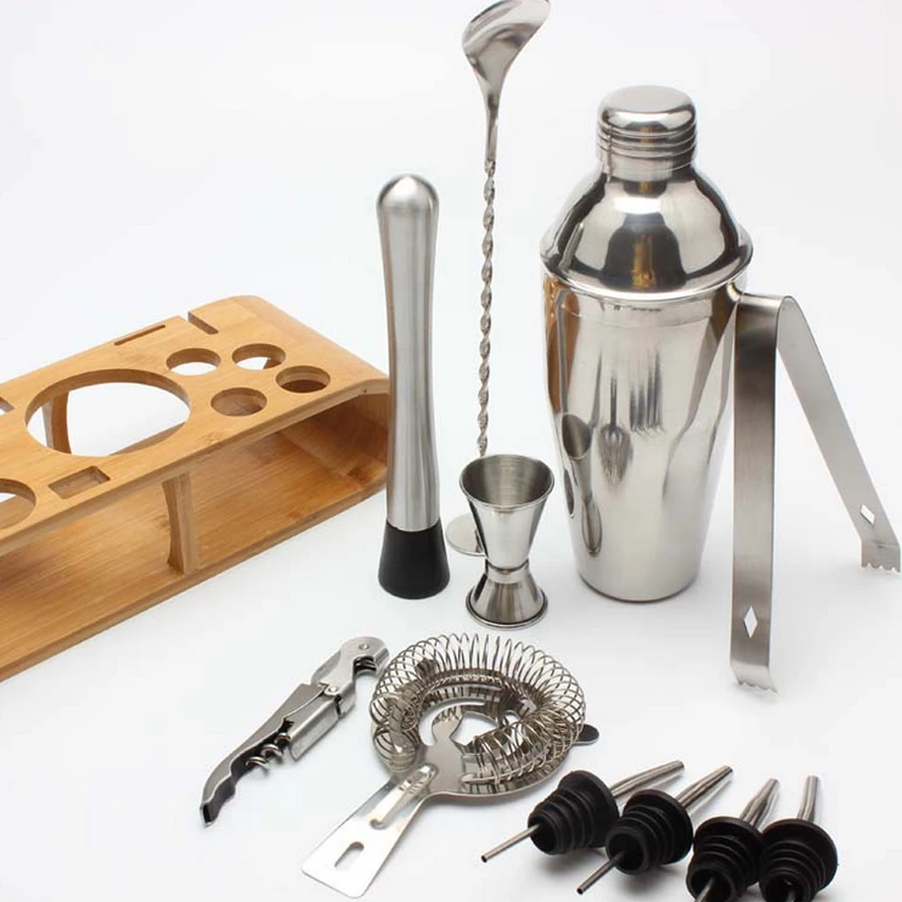 

Cocktail Shaker Set Mixer Martini Spirits Bar Spoon Tongs Jigger Strainer 2