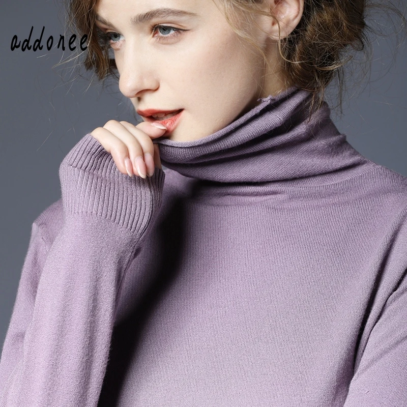 2022 Autumn Winter Hot Sales Women's Knitted Cashmere Wool Warm Sweater Curling Pile Collar Solid Color High-Quality Pullovers | Женская