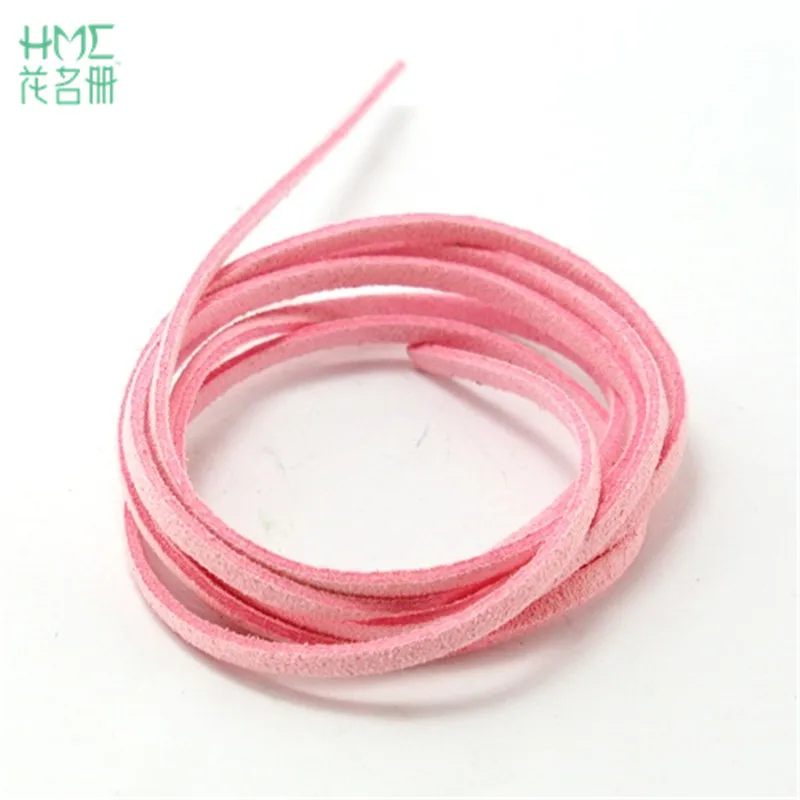Pink Новое поступление 3 мм 1 м/лот 17 цветов плоская Искусственная Замша корейский бархат кожаный шнур DIY для браслета аксессуары для ювелирных изделий - Цвет: Pink