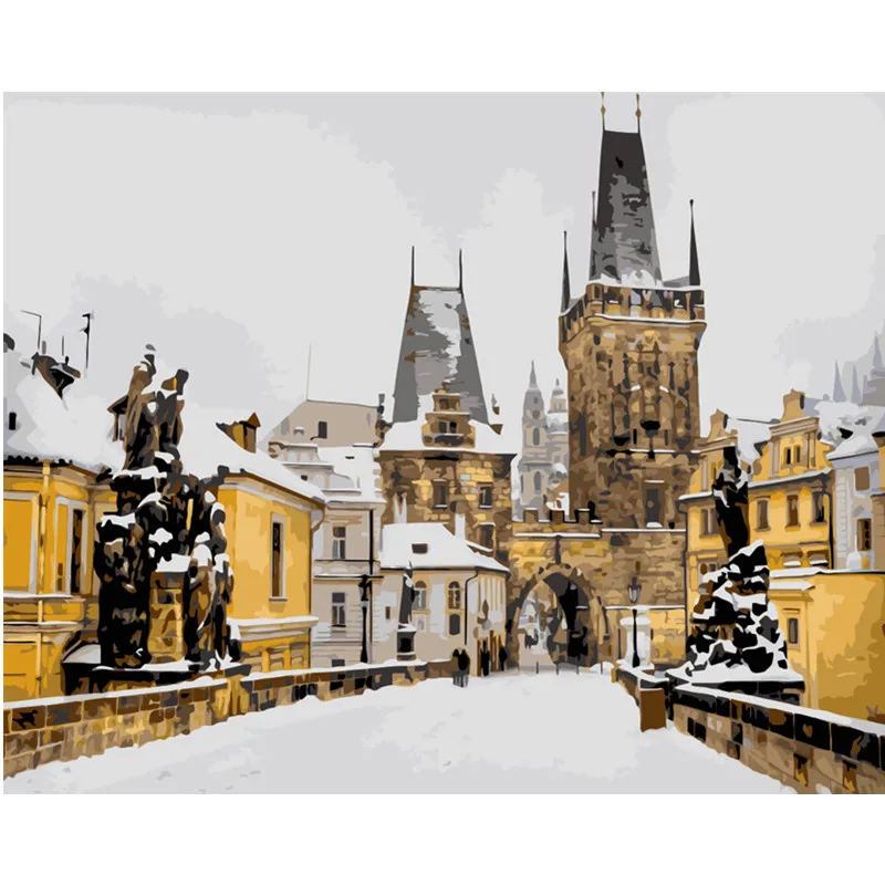 Зимний Замок Пейзаж картины по номерам DIY цифровой живописи современный