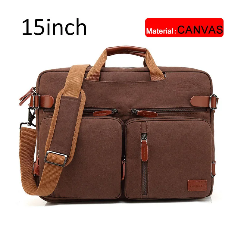 Coffee canvas 15inch 17 дюймов трансформируемый портфель, мужская деловая сумка, сумка-мессенджер, повседневная сумка для ноутбука, многофункциональные дорожные сумки для мужчин, большие XA161ZC - Цвет: Coffee canvas 15inch