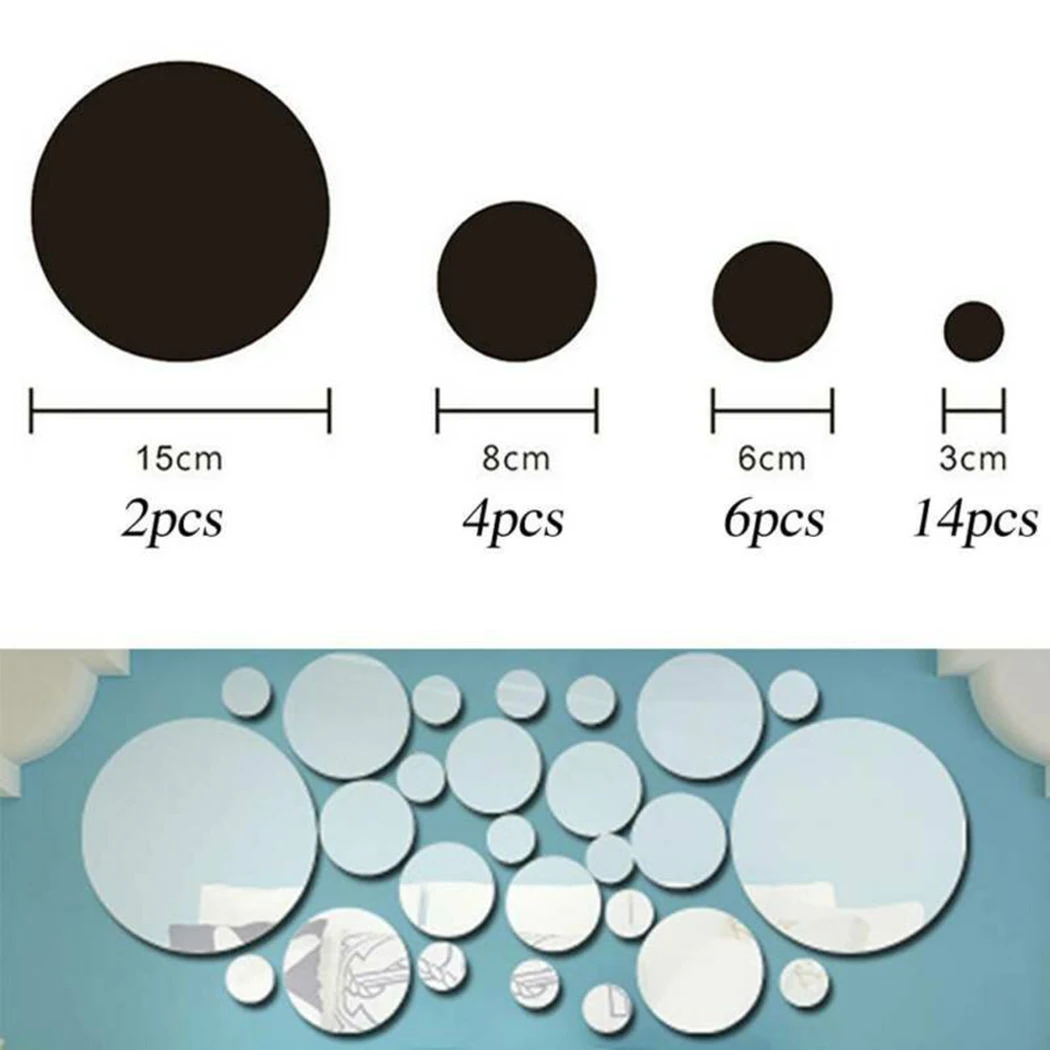

Mural Decal Mirror Wall Stickers Silver White DIY Acrylic Stick On art