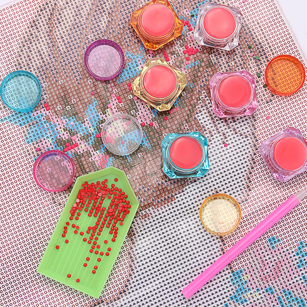 

Point Drilling Clay Bottle 6 Bottles Glue Clay Tool Diamond Painting Tool Point Sticking DIY Round Drill Pen Box Label Paper