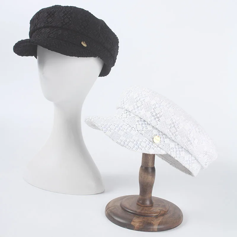 USPOP женские шляпы белые черные кружевные кепки газетчика модные с козырьком