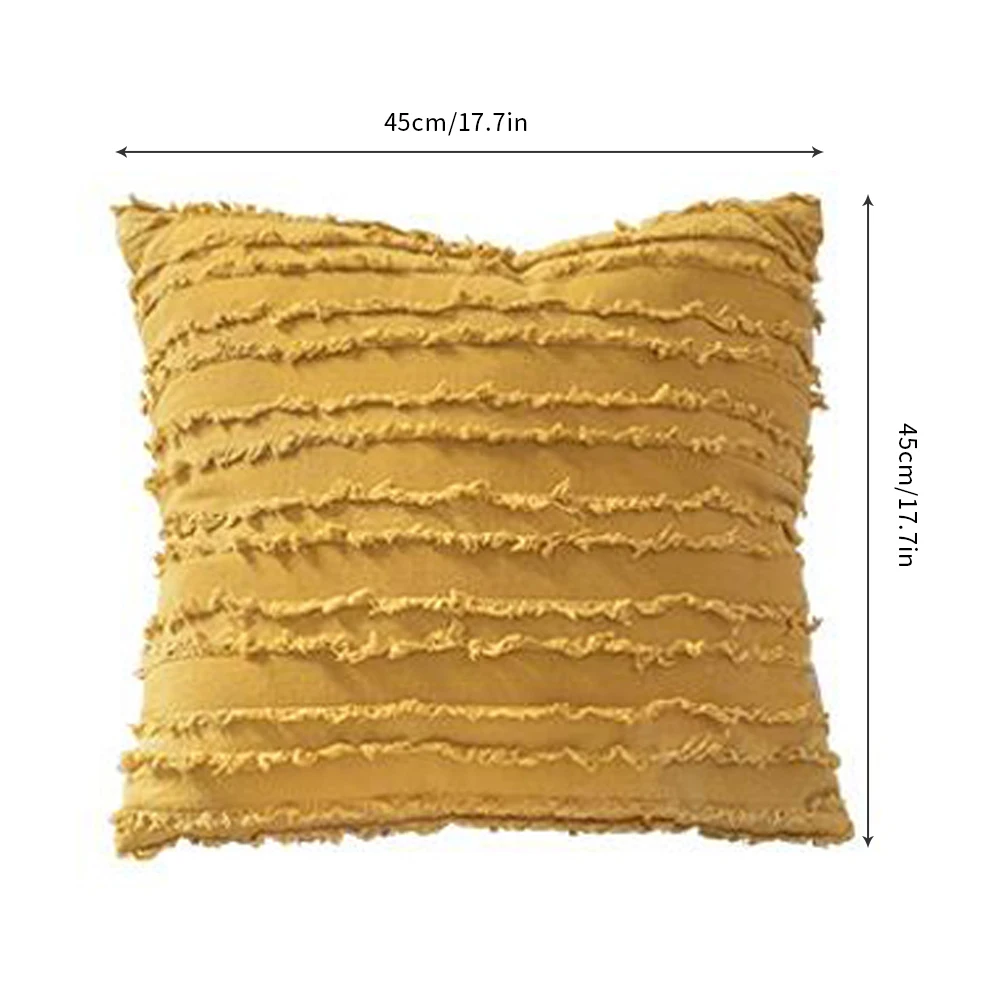Желтая бежевая белая наволочка с кисточками украшение дома 50х50см хлопок жаккард