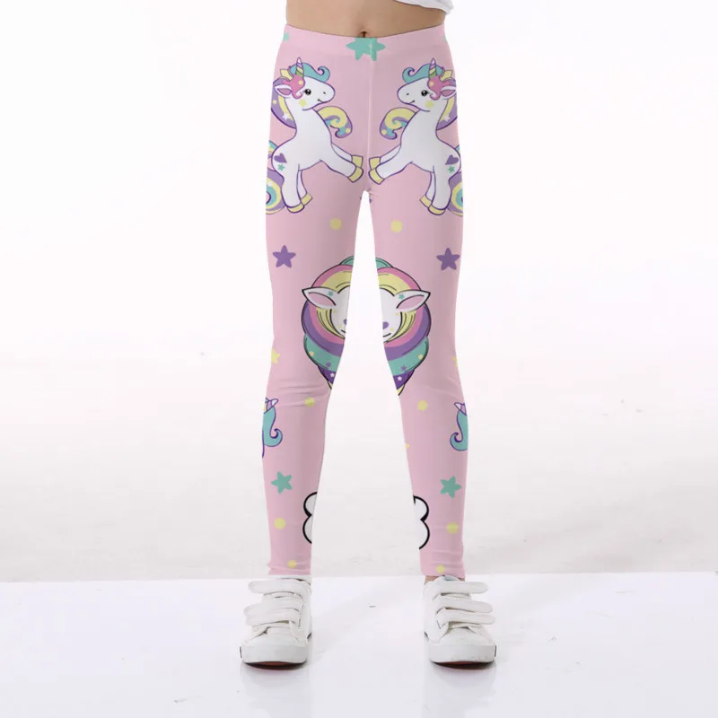 Детские брюки леггинсы для девочек эластичные Дышащие Мягкие штаны с принтом