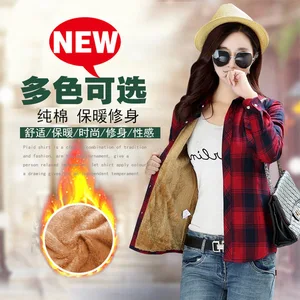 Женское пальто размера плюс, зимние теплые куртки, женская рубашка с длинным рукавом, толстая бархатная клетчатая рубашка, фланелевые рубашки, пальто из хлопка