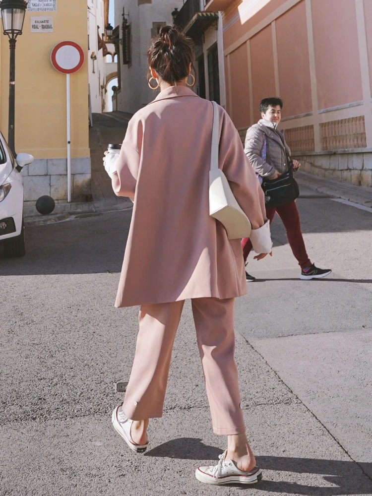 

Small suit suit women's small fragrance spring casual coat Korean version loose temperament fashion two piece suit foreign style