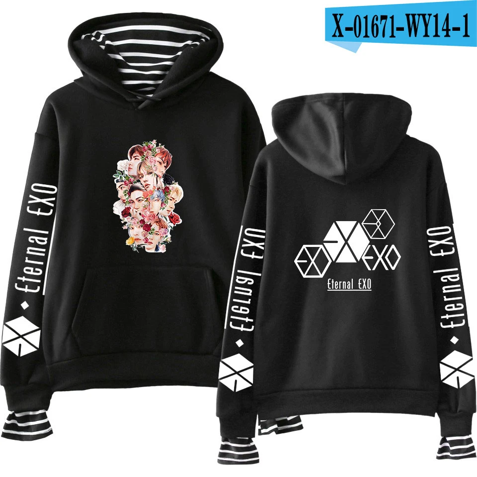 A EXO PLANET#5 толстовки KPOP хлопковые водолазки негабаритный свитер с капюшоном для женщин EXO PLANET#5 толстовки moletom плюс размер - Цвет: A