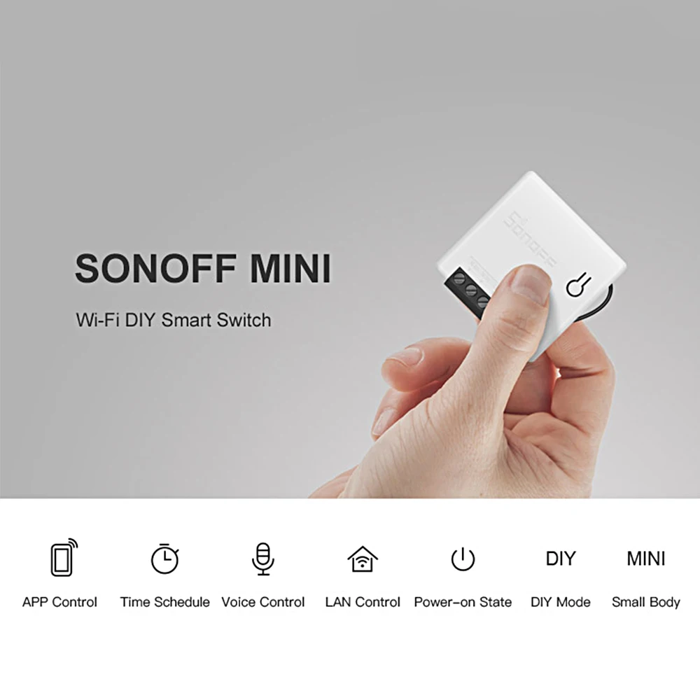 10 шт. SONOFF Профессиональный умный мини двухходовой Интеллектуальный переключатель мини и компактный светодиодный светильник переключатель AC100-240V 10А