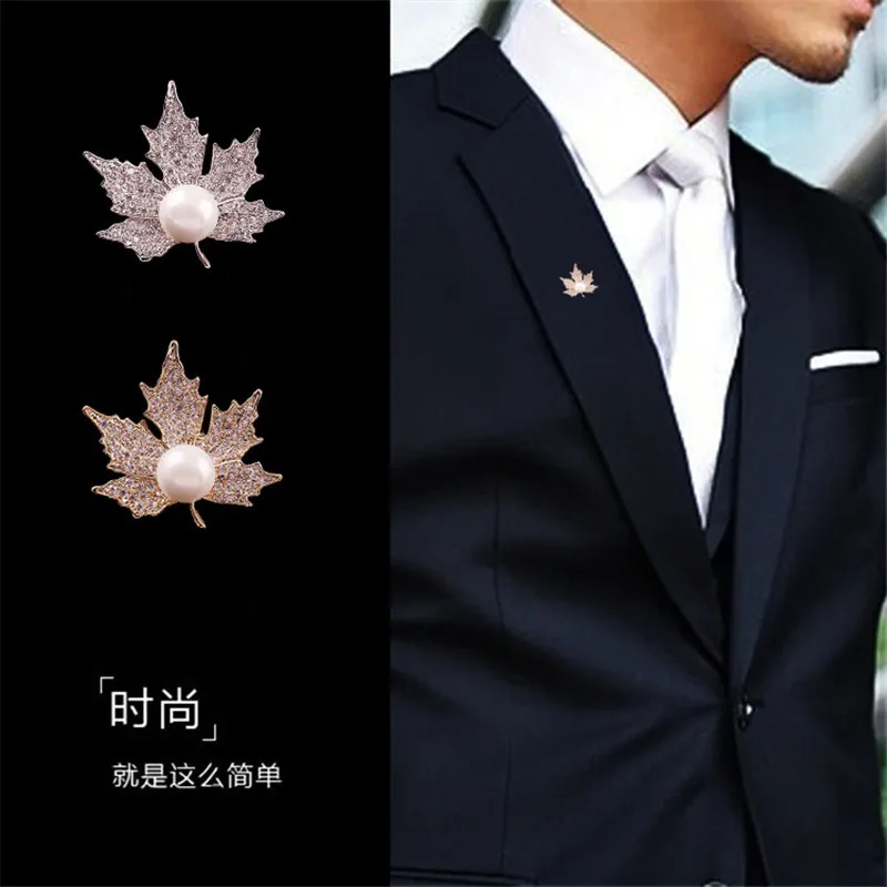 Wukaka модная брошь в виде кленового листа с жемчугом и цирконием