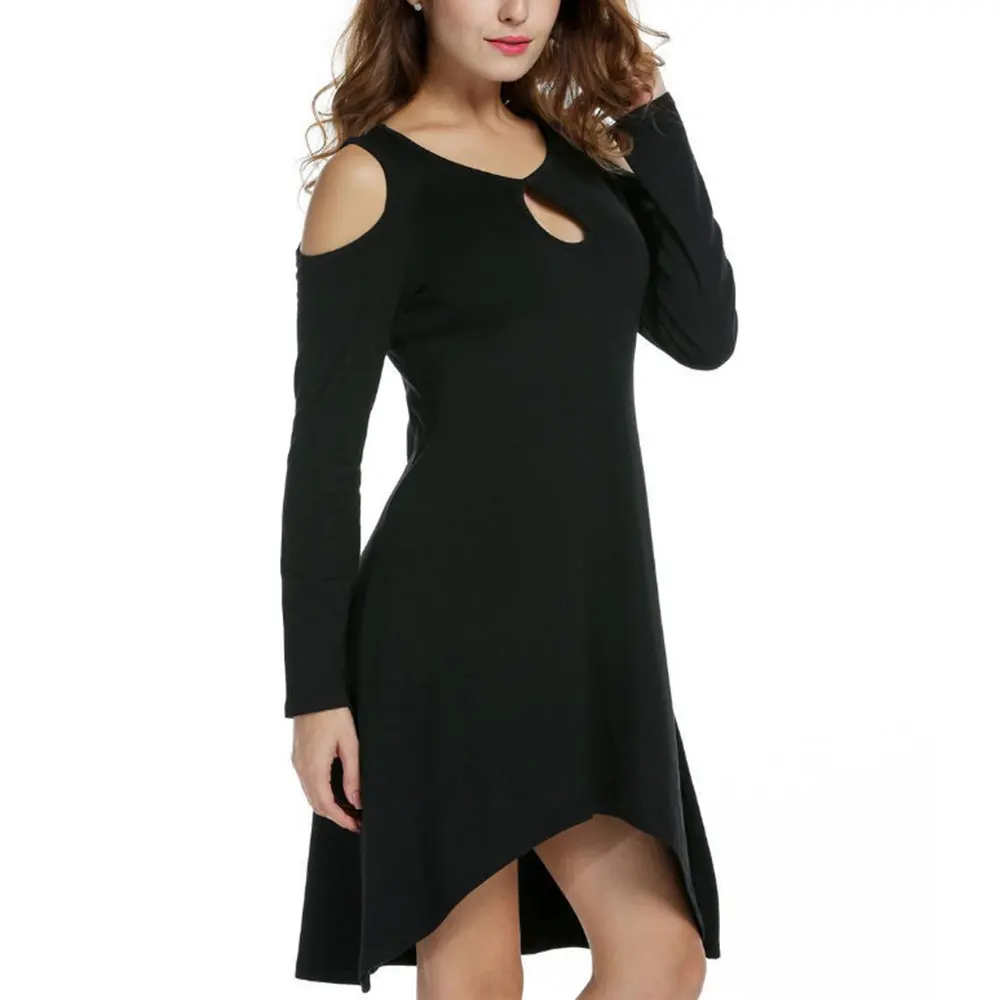 Сексуальное женское платье с длинным рукавом однотонные рубашки пуш ап для