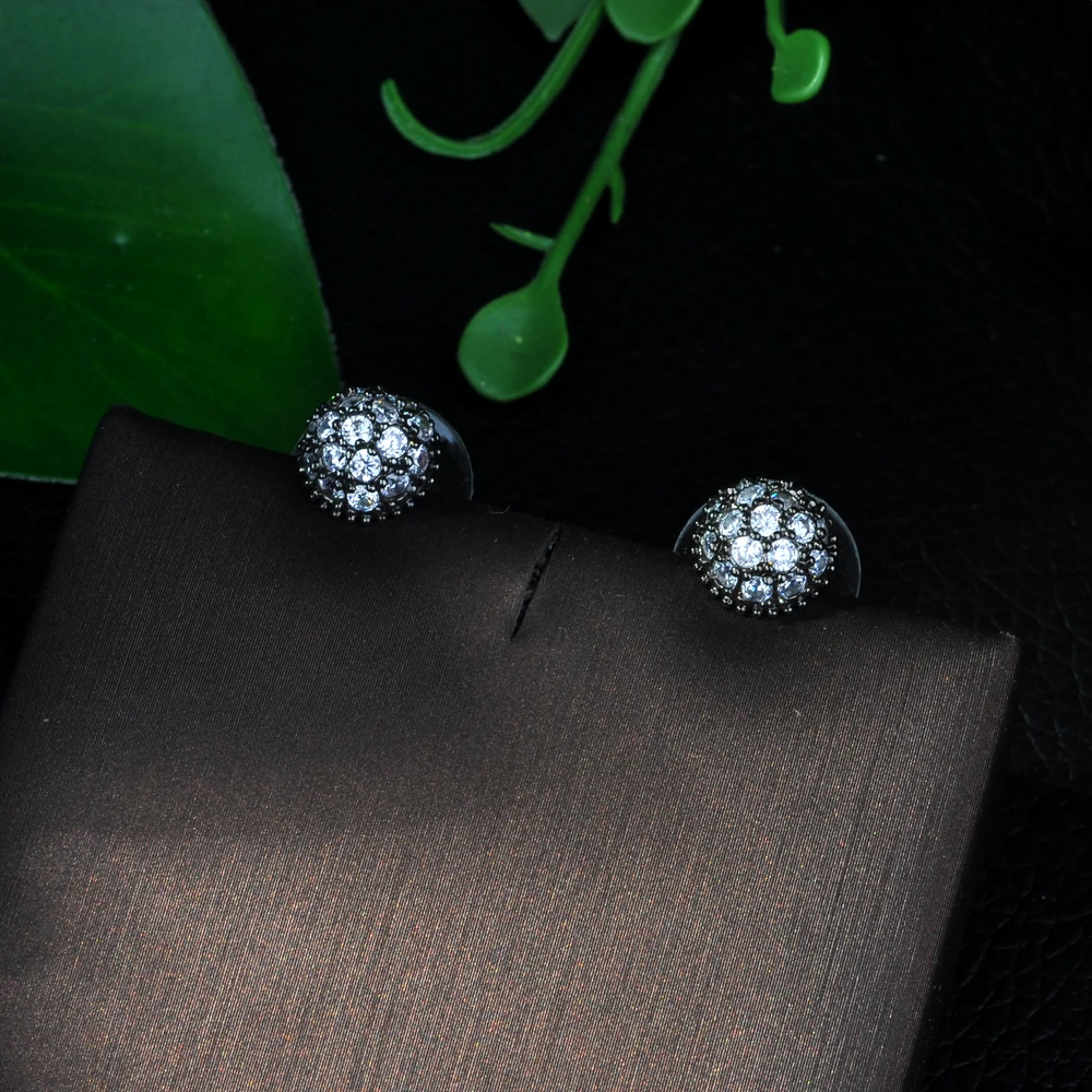 Роскошные женские белые круглые серьги гвоздики HIBRIDE с фианитом модные