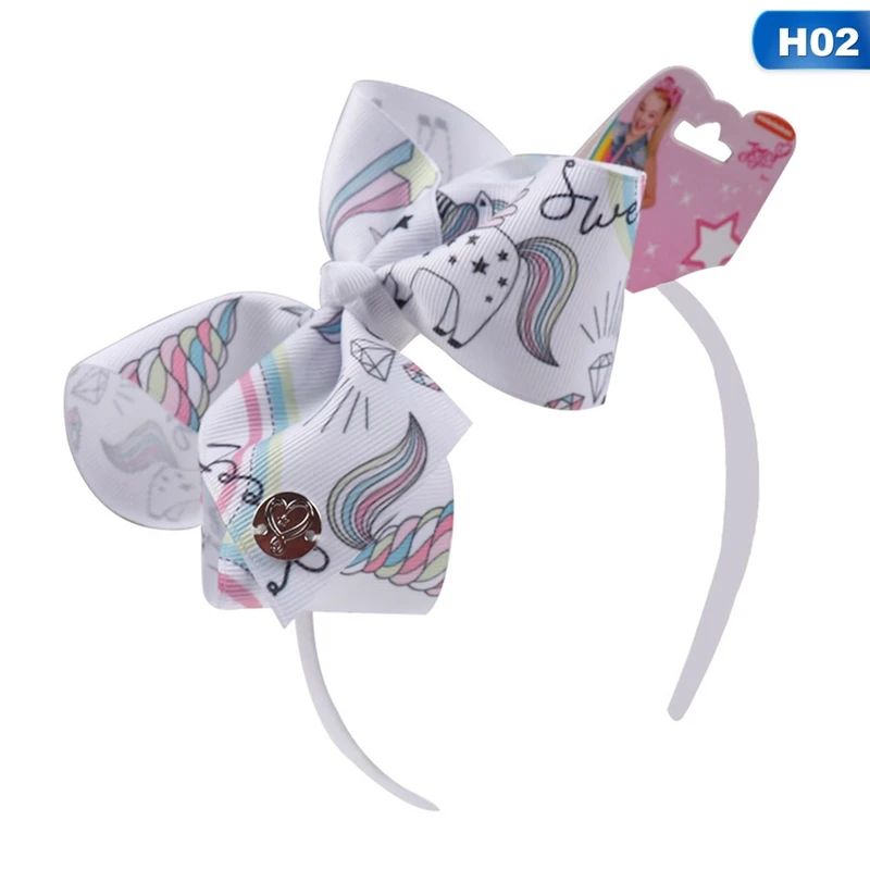

Children Lovely Pink Color Hair Accessories Rainbow Unicorn Printed Ribbon Hair Bows Hairband For Girls Boutique Bows Headbands