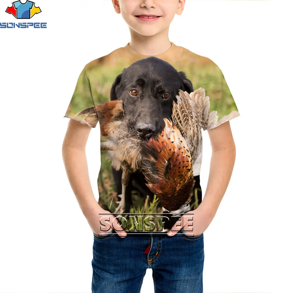 Камуфляжная футболка для мальчиков SONSPEE с 3D изображением охотничьих диких собак