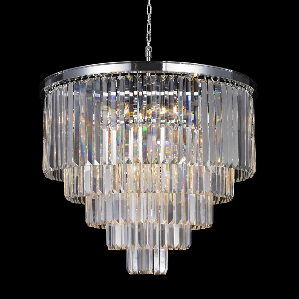 

Классическая 5-уровневая хрустальная люстра, светодиодный круглый потолочный светильник с дымчатым кристаллом, хромированный осветительн...