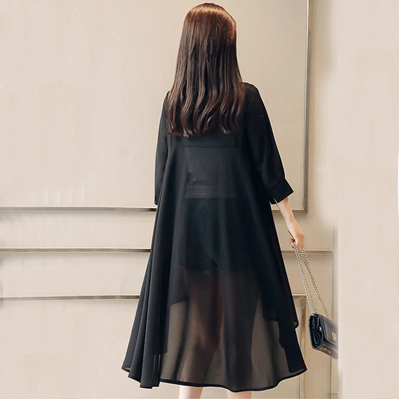 Летняя шифоновая блузка для женщин с воротником стойкой свбодная размеров