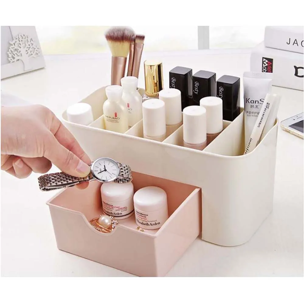 

Organizer Make Up Storage Plastic Box Wooden Large Capacity Cosmetic Storage Drawer Makeup Dressing Table Skin Care Rack Swabs