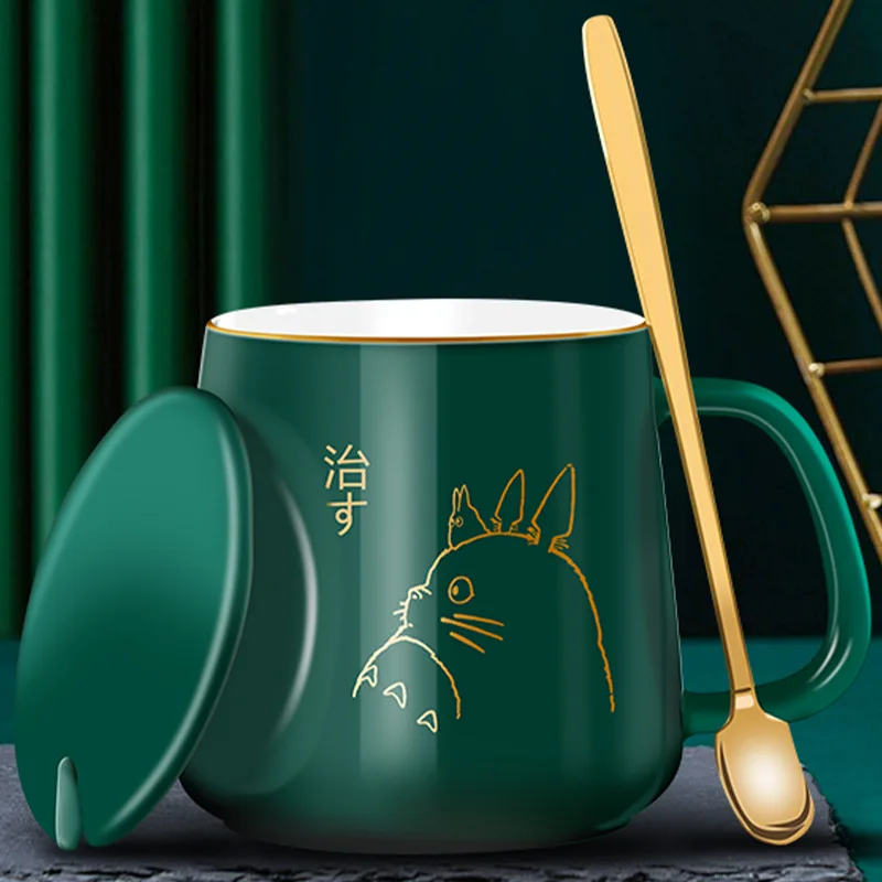 

Creative Ceramic Mugs With cover an Spoon Tea Cup Milk Coffee Mug Cartoon Kitten Theme Home Office Cup Fruit Juice