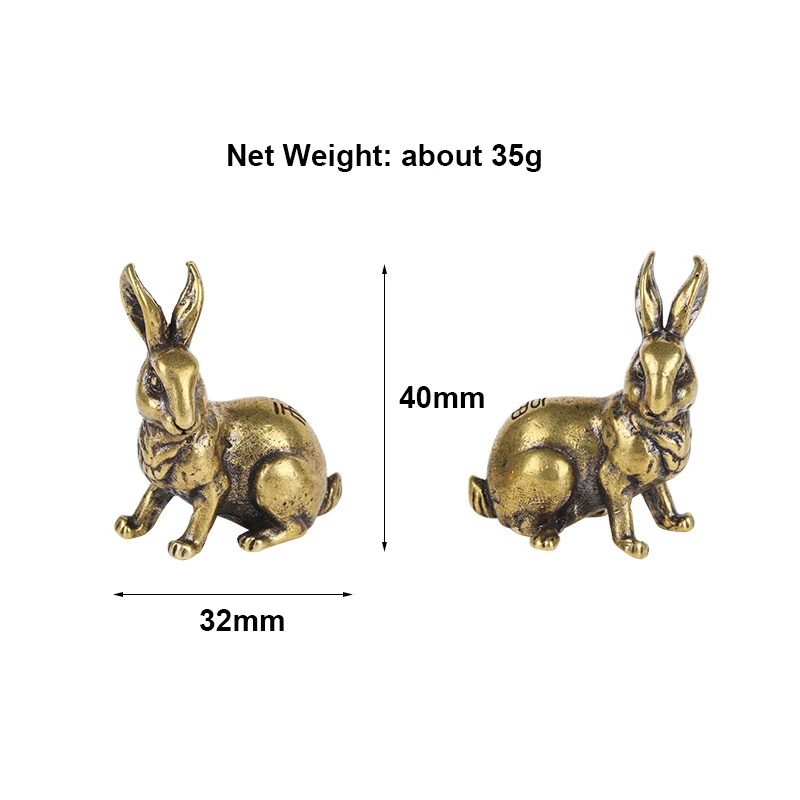 1 пара Античная Медная Статуя знака зодиака счастливый кролик украшения