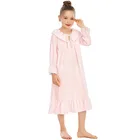 Винтажная Ночная рубашка в европейском стиле для девочек, хлопковая белая ночная рубашка для девочек, тонкая Длинная Ночная рубашка принцессы, ночные рубашки, домашняя одежда для сна