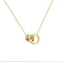 new a circle crystal roman numerals double buckle woman necklace female titanium steel gold clavicle necklace pendant jewelry