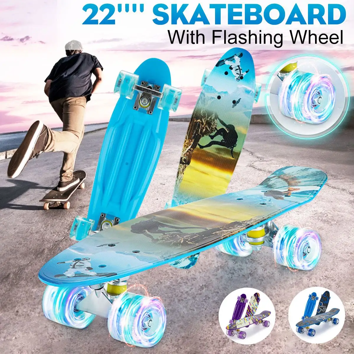 

Скейтборд Mini Cruiser Board, колеса 22 дюйма с подшипником из хромированной стали, для начинающих, для спорта на открытом воздухе