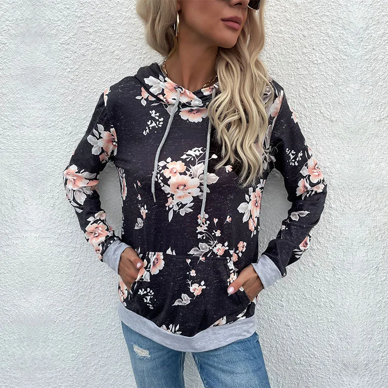 

2021 Autumn Winter New Middle East Women's Pullover Print With Pocket Hoodie