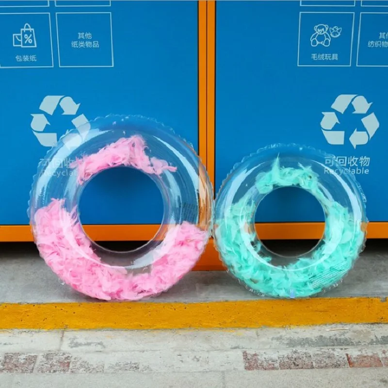 Новинка прозрачное надувное кольцо для плавания с перьями 90 см подмышек взрослых