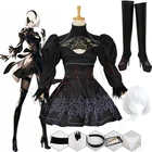 Костюм для косплея Nier Automata Yorha 2B, женский наряд, Маскировочный костюм, нарядное платье NieR:Automata, Хэллоуин, черное платье для вечевечерние для девочек