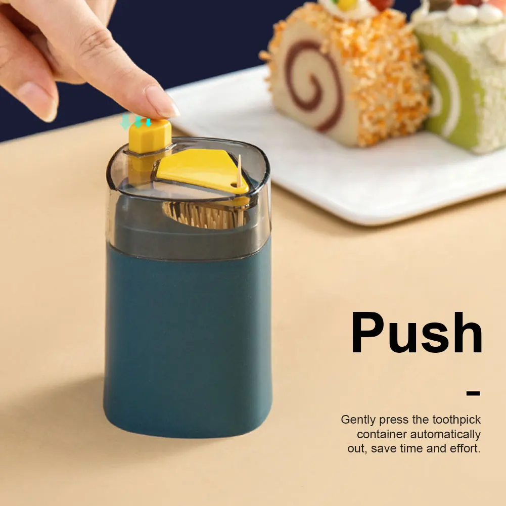 

Toothpick Holder PP Automatic With Lid Hand Press Container Modern Dining Room Portable Party Home Storage Dispenser For Kitchen