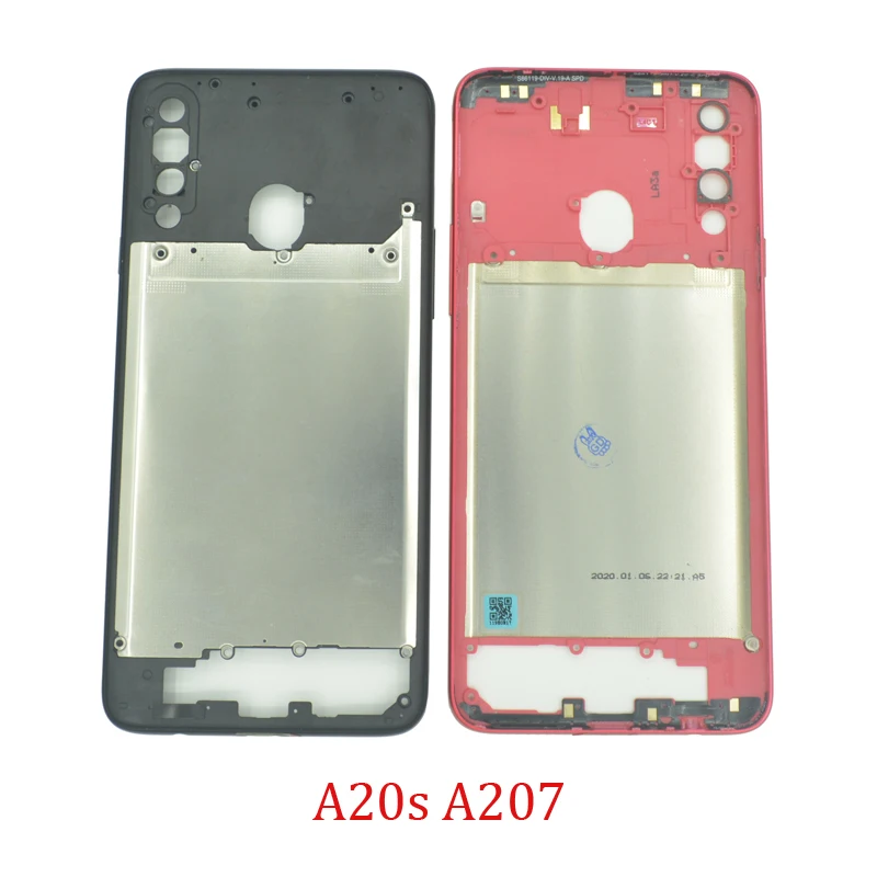 Новая средняя рамка для Samsung Galaxy A20s A207 A207F A207M, оригинальный корпус телефона, центральный корпус корпуса с кнопками и ключами для A20S