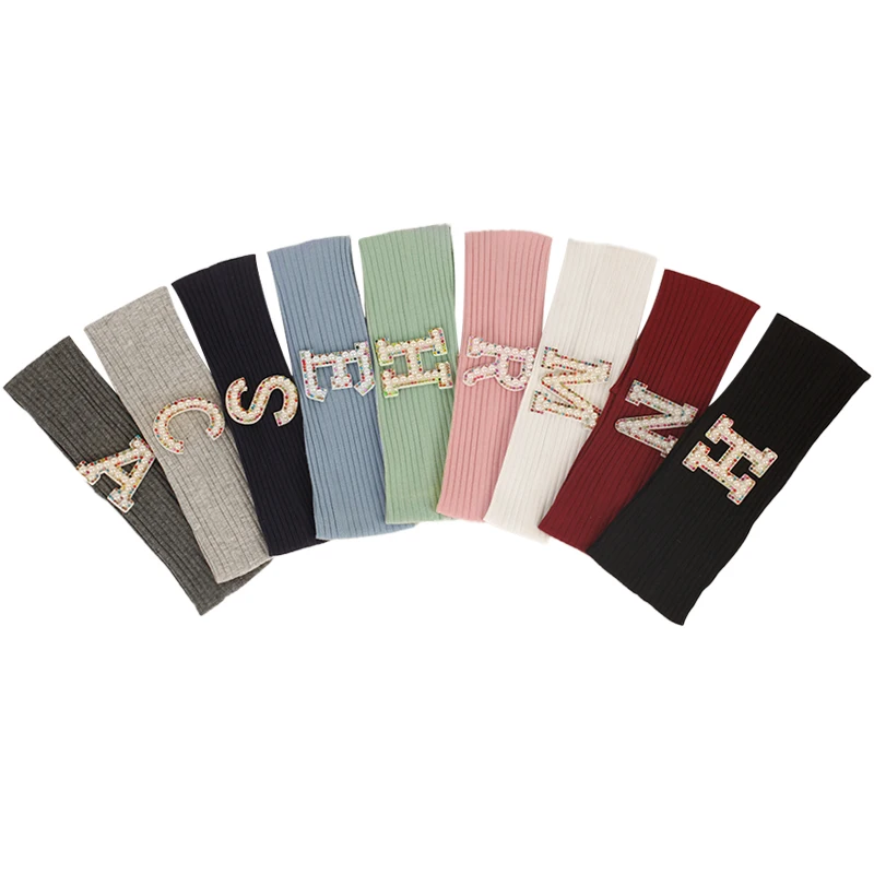 

Детская Мягкая повязка на голову с английским алфавитом и жемчугом