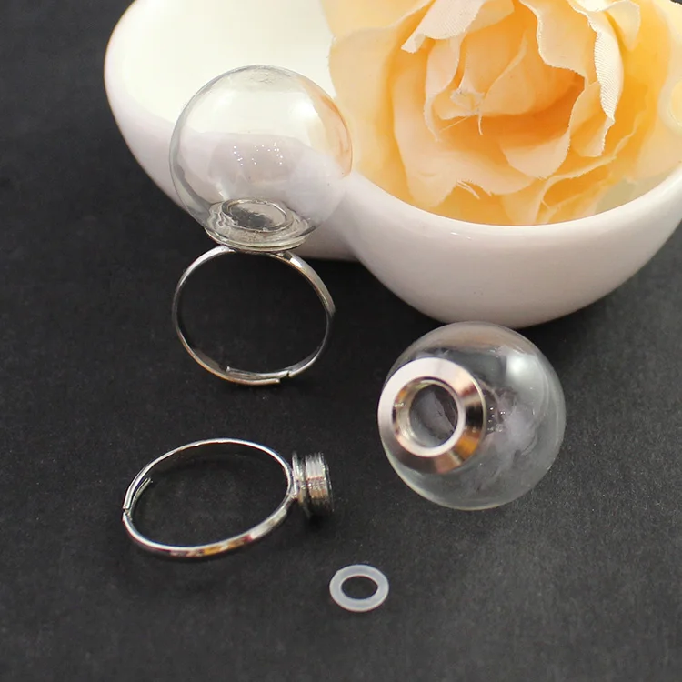 20MM Clear Ball 10 комплектов 20MM винта стекла Глобус кольцо(регулируемая), стеклянный пузырь мяч с бисера крышка украшения подвеска комплект, без верхней петли - Цвет основного камня: 20MM Clear Ball