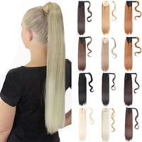mtmei hair long straight clip in ponytail hair extension wrap around ponytail synthetic fake pony tail hairpiece wavy for women