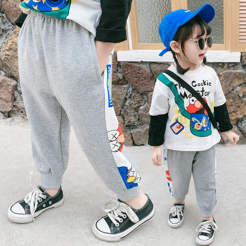 

Girls Cartoon Printed Pants For Boys Fashion Pant 2020 Spring New Children Kids Trend Pants Japanese-Style Trousers